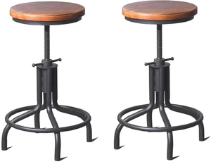 Set of 2 Industrial Bar Stools Industrial Farmhouse Bar Stools Swivel Stool Coun - Picture 1 of 8