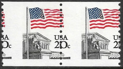 US Stamp #1895a 20c. Flag over Supreme Court Missperf Error MNH - Image 1 of 2