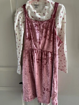 Oshkosh девочек размер 10 платье бархата джемпер с подходящий хлопковая рубашка.  LN - Изображение 1 из 3