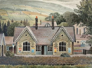 Thomas Stultiens (1903–1965) Watercolour landscape Hawes Train Station Yorkshire - Picture 1 of 4