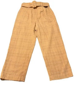 Neu mit Etikett Moon River Wolle gelb kariert hoher Bund Gürtel Hose Größe Medium - Bild 1 von 15