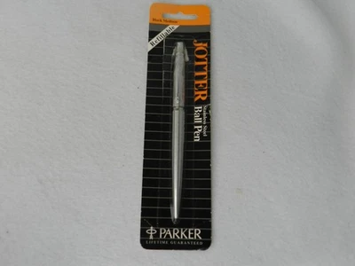 Vintage Parker Jotter Durable Stainless Steel Pen Silver Barrel Black Ink Medium - Image 1 of 4