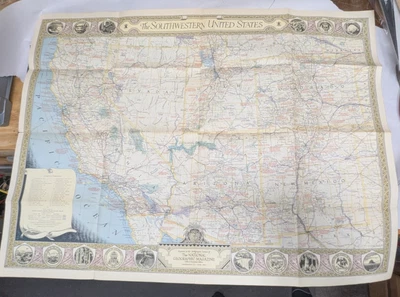 NATIONAL GEOGRAPHIC SOCIETY MAP OF SOUTHWESTERN UNITED STATES JUNE 1940 VINTAGE - Image 1 of 4