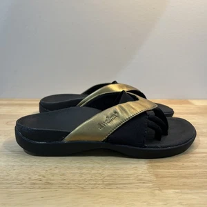 Wellrox Grasp Gold Sandals Leather Toe Separator Slip On Slide Womens Size 7 - Picture 1 of 7