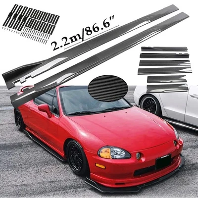 86.6“ Carbon Fiber Side Skirt Rocker Panel Splitter Lip For Honda Civic Del Sol - Imagem 1 de 4