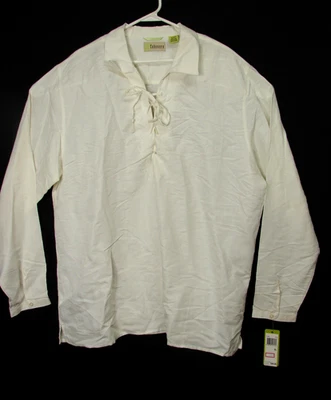 Nuevo Cubavera Blanco Lino Pullover Bordado Cuello en V Camisa Manga Larga Para Hombres XL Foto 1 de 4