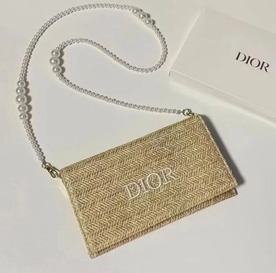Christian Dior Beauty VIP GWP Converted Straw Raffia Woven Pouch Bag