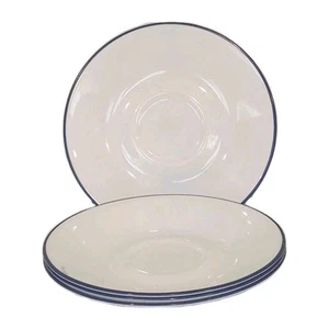 Corelle by Corning 6 ¼ “White w/Sky Blue Rim 4 Pc Replacement Saucer Set - Picture 1 of 9