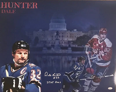 Dale Hunter firmado personalizado 16 x 20 Washington Capitals 3565 inscripción PIMS Foto 1 de 2