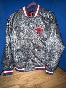 Chicago BULLS STARTER Jacket NBA Vintage USA Jordan Grey Camo 3XL Rare - Picture 1 of 8