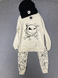Nightmare Before Christmas Pajamas Kids 6 Black White With Hoodie Disney - Picture 1 of 16