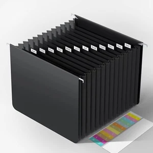 Expanding Hanging File Folders,Plastic Expandable Hanging Folder Letter Size - Picture 1 of 5