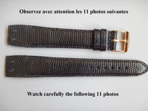 18 mm BRACELET LEZARD VERITABLE NOIR HOMME ANSES FIXES SOUDÉES TOP QUALITÉ - Imagen 1 de 16