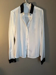$280Elie Tahari Silk & Satin White  Blouse Women’s SmalVintage - Picture 1 of 6