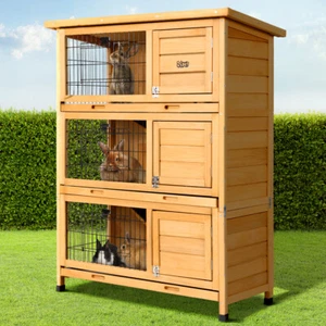 Wooden Rabbit Hutch Guinea Pig Ferret Hamster Large Outdoor Cage House 3 Tier - Picture 1 of 8