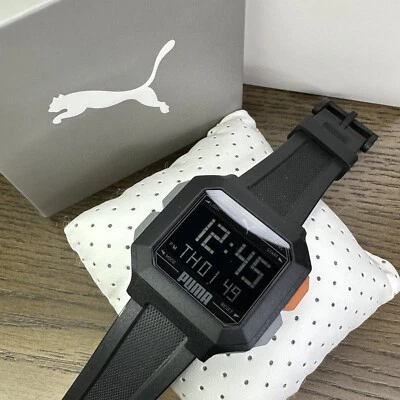 NUEVO✅ PUMA Remix Negro Silicona Digital Cronógrafo Doble Hora Reloj P5056 $95 Foto 1 de 4