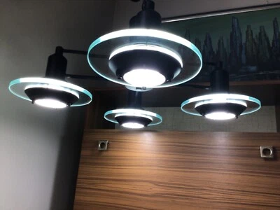 UFO 1980’s KOVACS light HALO Glass Saucer fixture Hanging Sonneman POST Modern - Image 1 of 4