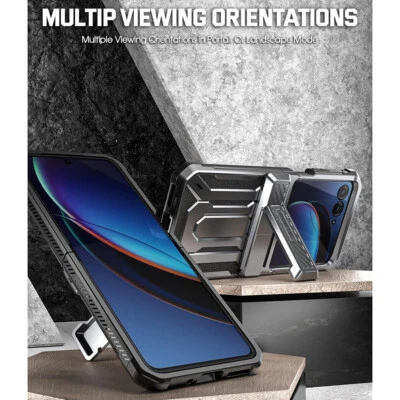 Poetic Spartan Case for Moto Razr + Plus 2023 with Kickstand Metallic Gun Metal - Image 1 of 4