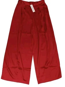 Making The Cut Women Metallic Red Standard Wide Leg Side Zip Pant Pleated Sz M - Picture 1 of 15