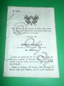 Königreich Königliches Dekret Gemeinden Mollia Rassa Wohnmobil Sez. Varallo Electorale 1869 - Bild 1 von 1