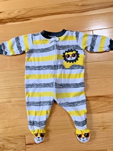 KOALA BABY Sunshine Bear Yellow & Gray Stripe One Pc  Sz 3-6 Month Infant - Picture 1 of 4