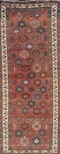 Vintage Geometric Tribal Bakhtiari Runner Rug Wool Hand-knotted Oriental 4'x10' - Picture 1 of 12