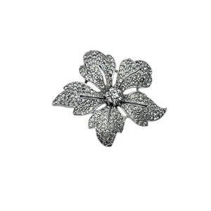 Vintage signierte Mazer Jomaz silberfarbene Kristall Strass Pave Blume Brosche - Bild 1 von 6