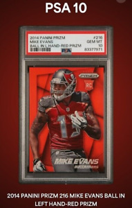 MIKE EVANS 2014 Panini RED Prizm Ball in left hand POPULATION 4 PSA 10