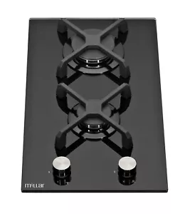 MILLAR GH3020KB 30cm Built-in 2 Burner Domino Gas on Glass Hob-Cast Iron Stands - Picture 1 of 1
