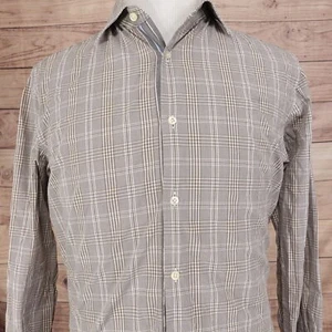 CAMISA BANANA REPUBLIC SLIM FIT MARRÓN A CUADROS CON BOTONES PARA HOMBRE TALLA M 15-15,5 - Imagen 1 de 7