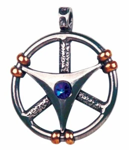 Celeste Wheel Pendant, Atlantis Metalware, Oceanic Necklace, Power Warrior, Gift - Picture 1 of 3