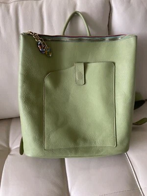 Mochila de luxo de couro italiano Terrida verde primavera bolsa grande - Imagem 1 de 4