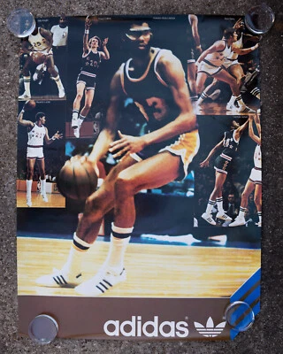 Vtg 1970's Basketball All Stars Adidas Poster Abdul Jabbar Gervin Barry Knight - Image 1 of 4