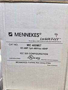 ME 460MI7 MENNEKES  60A 480V 3P  LOCKOUT-LET NEW IN BOX 32 AVAILABLE FREE SHIP - Picture 1 of 4
