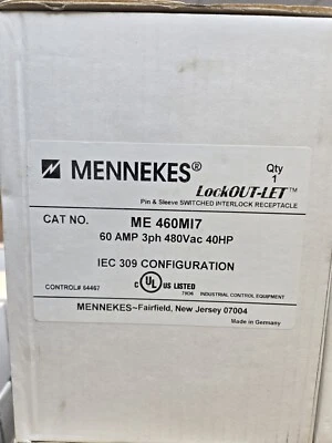 ME 460MI7 MENNEKES  60A 480V 3P  LOCKOUT-LET NEW IN BOX 32 AVAILABLE FREE SHIP - Image 1 of 4