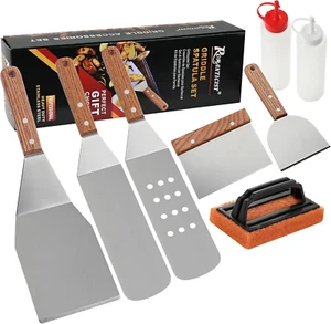 8Pc Professional Griddle Accessorie Kit-Heavy Duty Stainless Steel Grill Spatula - Picture 1 of 12