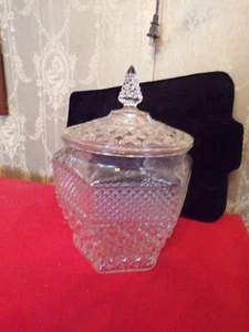 Vintage Anchor Hocking Wexford geschliffenes Glas Eiskübel mit Deckel 3 1/2 Quart - Bild 1 von 5