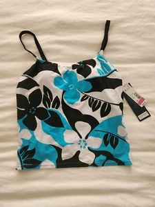 Aqua Couture Women's Tankini Swim Top ~ Size 14 (NWT) ~ Blue / White / Black - Picture 1 of 3