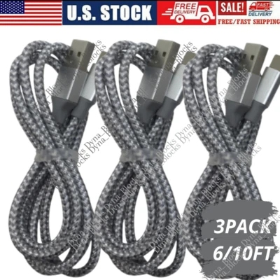 Paquete de 3 cables USB de carga rápida de 6/10 pies para iPhone 6 7 8 XS XR 11 12 13 14 Pro Max  Foto 1 de 4