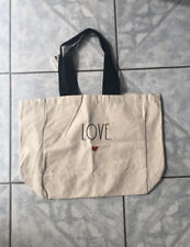 Rae Dunn Love Heart Canvas Reusable Tote Large Embroidered Shopper Bag BRAND NEW