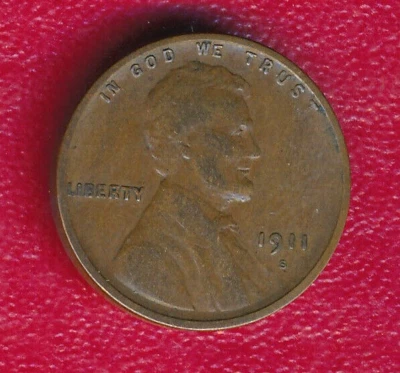 1911-S LINCOLN WHEAT CENT **NICE CIRCULATED VERY FINE** FREE SHIPPING!! - Image 1 of 2