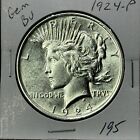 1924 Gem Peace Silver Dollar Bu Ms+ Unc Coin Free Shipping #195