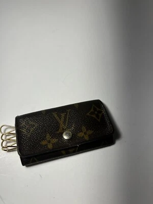 Auth LOUIS VUITTON Monogram Leather Brown 4 Key Case Key Holder France - Image 1 of 3