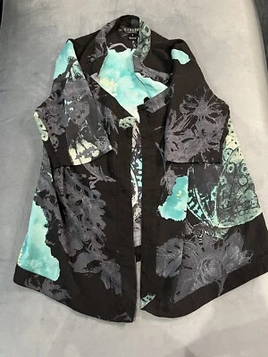 Quimono floral de seda Citron Santa Monica tamanho pequeno festival boêmio roupa externa - Imagem 1 de 4