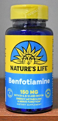 Nature's Life Benfotiamina 60 Cápsulas 150 mg 150 mg 60 Cápsulas Vegetales B-6, B-12, Biotina Foto 1 de 3