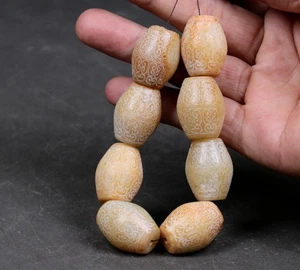 Antique Himalaya Tibetan cultures Beads Prayer jade Stone Beads - Picture 1 of 8