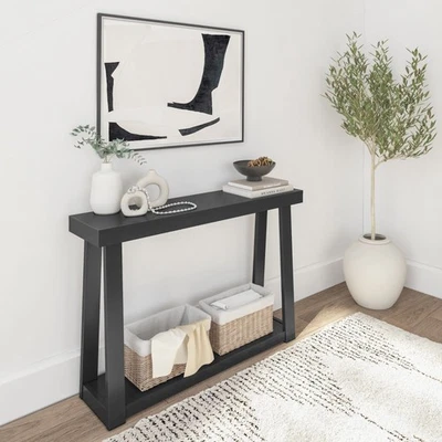 Solid Wood Console Table with Storage, 46 Inch, Sofa Table with Shelf, Narrow... - Image 1 of 4