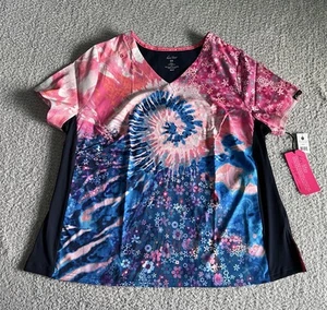 Koi Lite Scrub Top Women’s Sz 2X Reform Groovy Floral Tie Dye Stretch Nursing - Picture 1 of 11