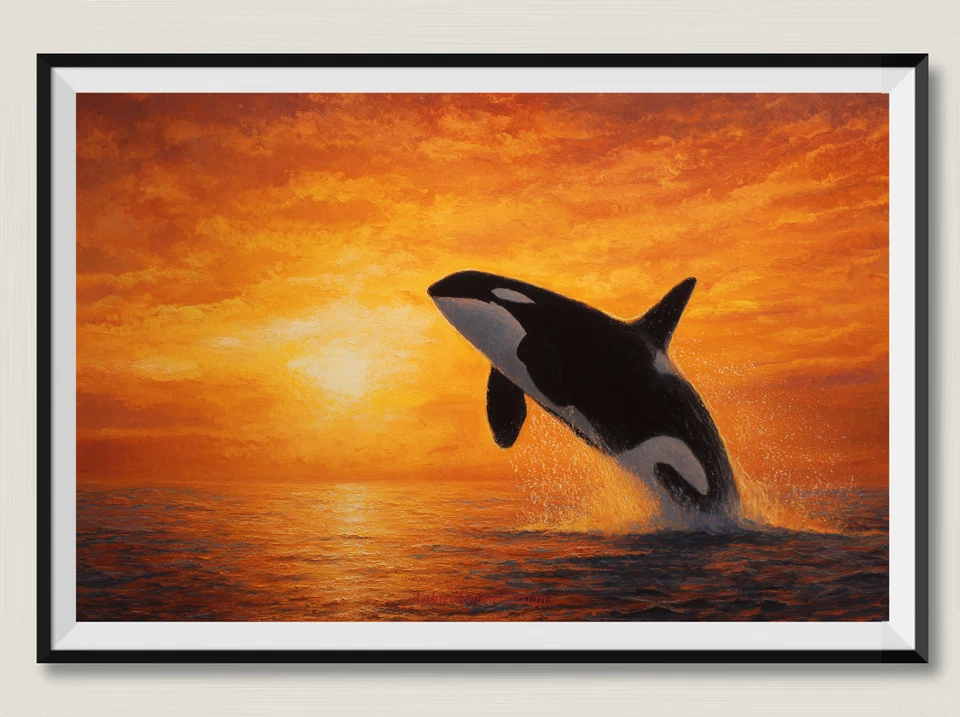 ANKICOLEMAN DESIGNS Orca Sunset Leap - Chart Counted Cross Stitch Patterns Needlework DIY DMC Color