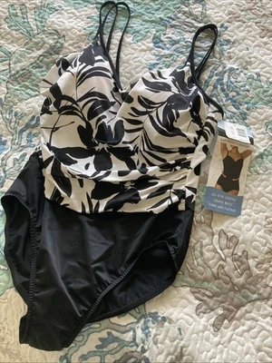 SWIMSLIMMER Women’s NWT One Piece Swimsuit - Ruched Tummy Control Suit sz18 - Image 1 of 4